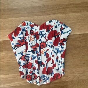 Elegant Floral Strapless Blouse